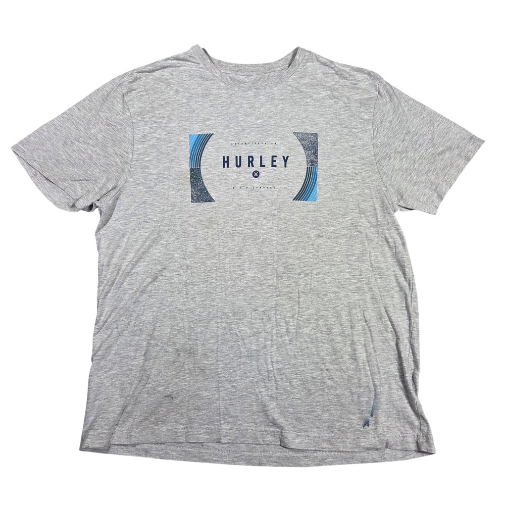 Hurley Mens Heather Gray Graphic Logo Short Sleeve T-Shirt Size XL Casual Beach